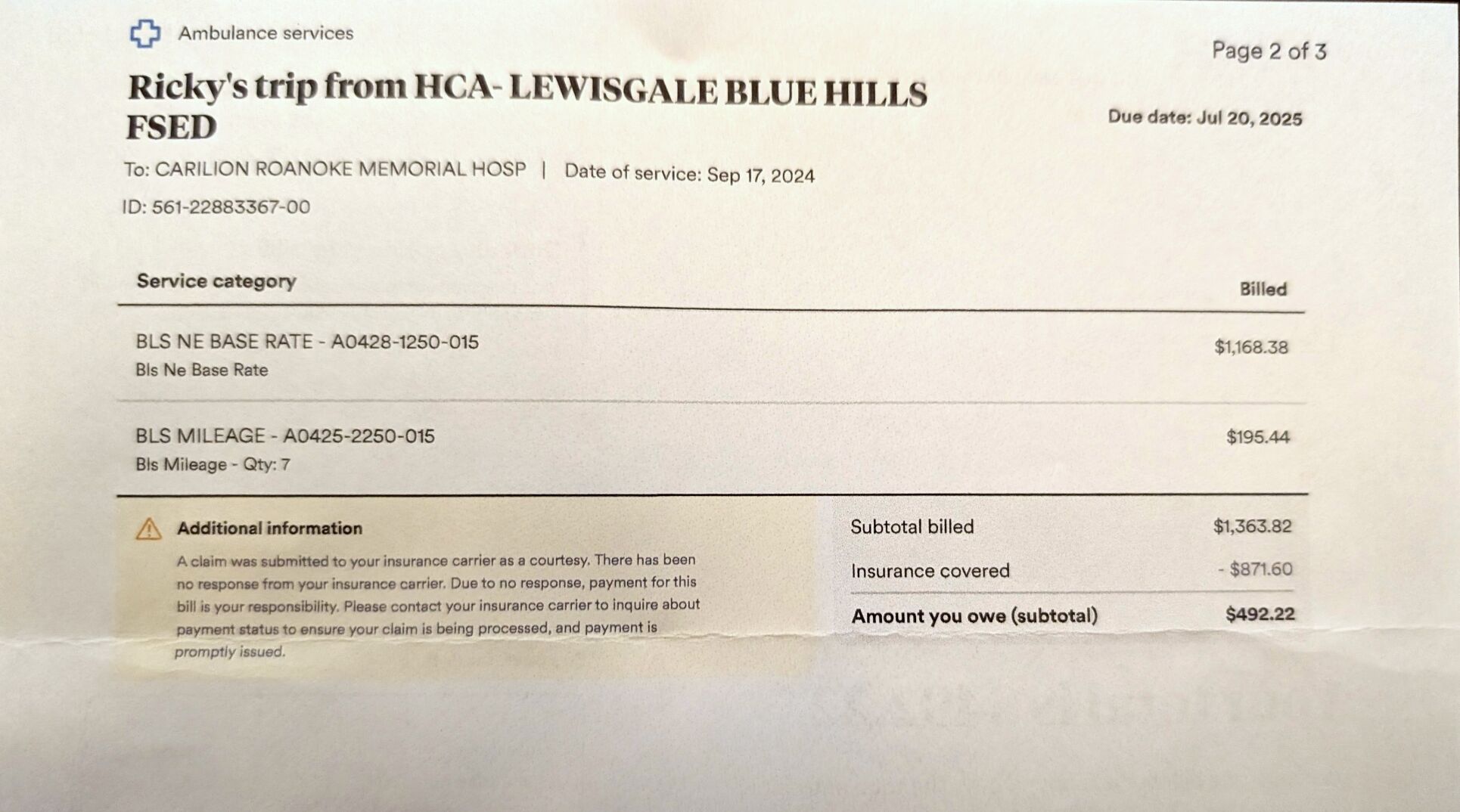 Ricky Rucker's recalculated bill